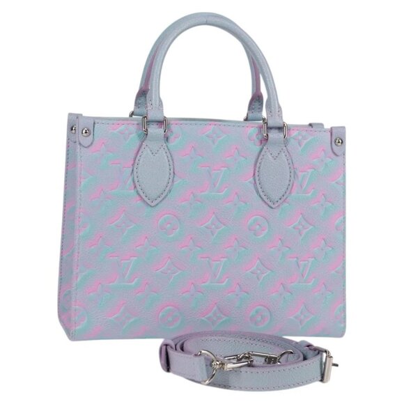 LOUIS VUITTON Monogram Empreinte On The Go PM Bag 2way Blue M46067 Auth 126345SM - Picture 1 of 16